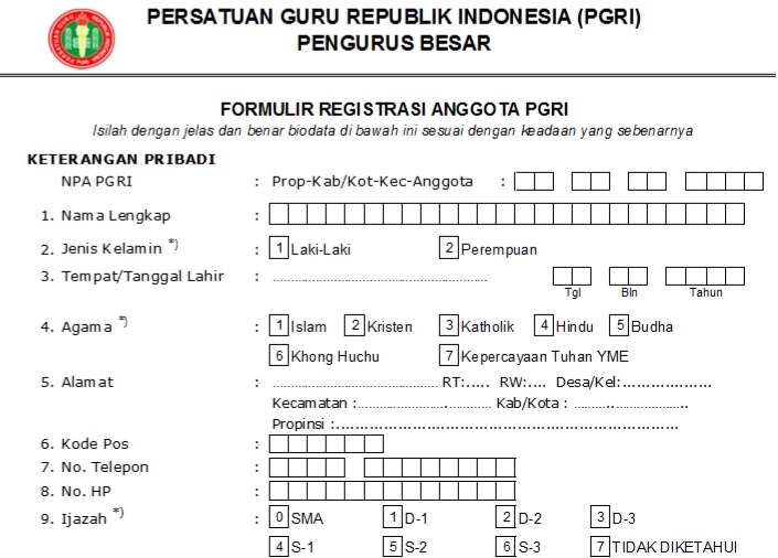 Pendaftaran PGRI Malalayang - Persatuan Guru Republik Indonesia Cabang Malalayang